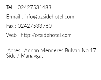 z Side Hotel iletiim bilgileri